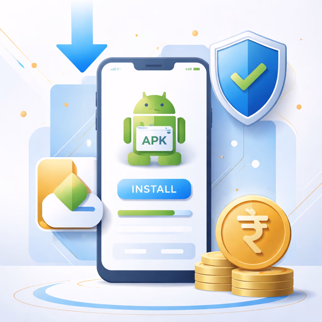 Android smartphone displaying JEETBO7 APK installation steps in a comfortable indoor setting for Bangladesh users